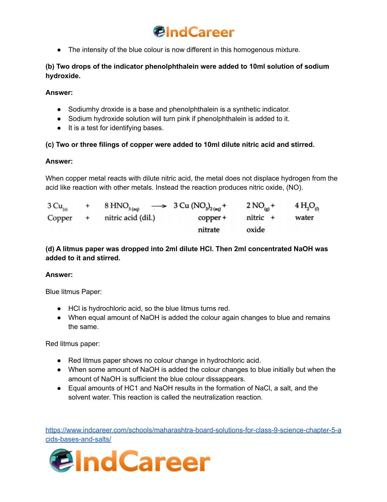 Maharashtra Board Solutions for Class 9- Science: Chapter 5- Acids, Bases and Salts - Page 4