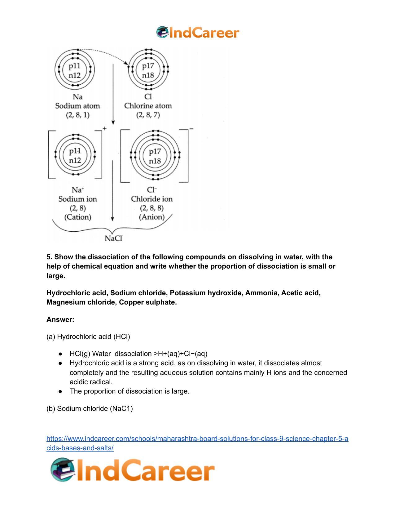 Maharashtra Board Solutions for Class 9- Science: Chapter 5- Acids, Bases and Salts - Page 9