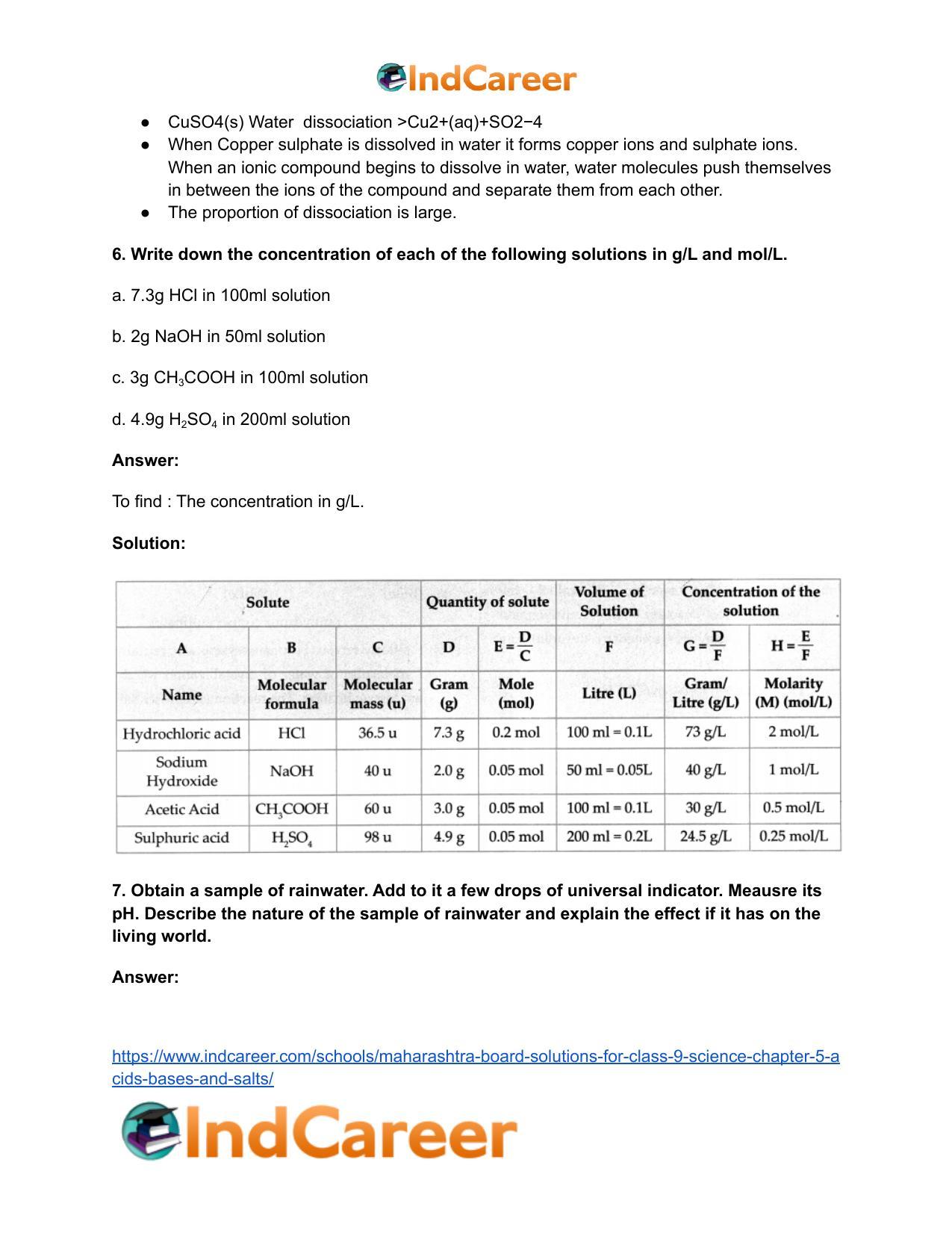 Maharashtra Board Solutions for Class 9- Science: Chapter 5- Acids, Bases and Salts - Page 11