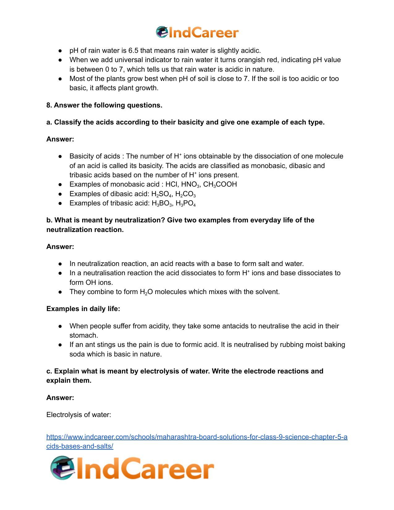 Maharashtra Board Solutions for Class 9- Science: Chapter 5- Acids, Bases and Salts - Page 12