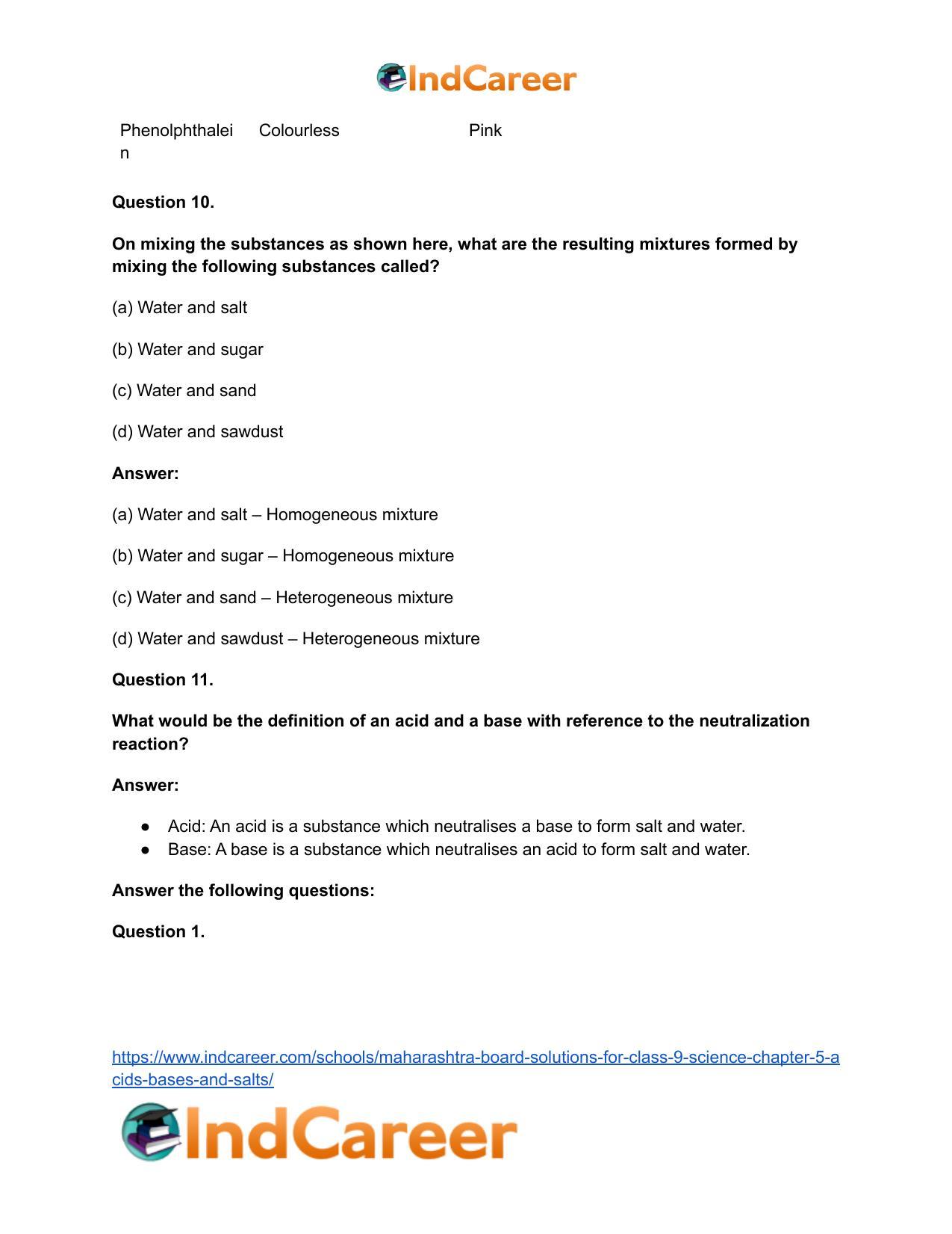 Maharashtra Board Solutions for Class 9- Science: Chapter 5- Acids, Bases and Salts - Page 21