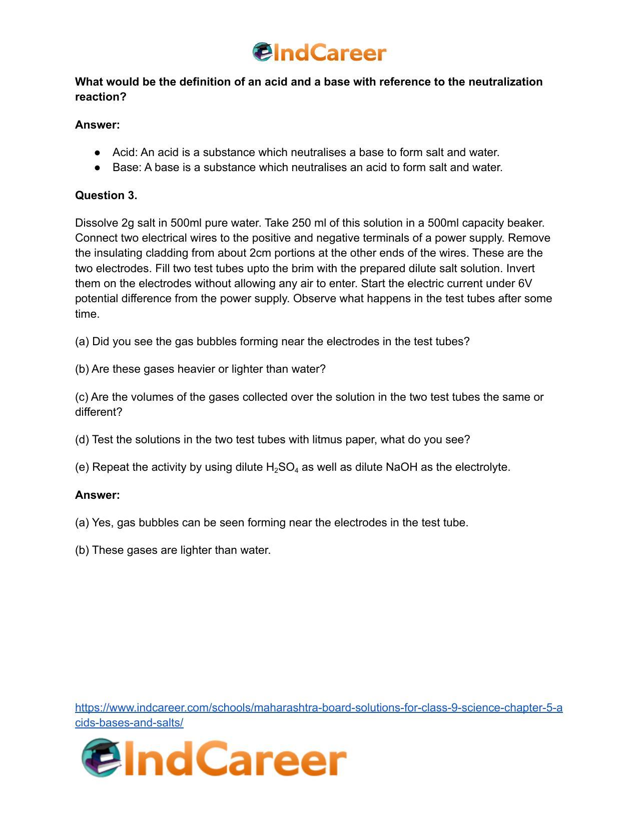 Maharashtra Board Solutions for Class 9- Science: Chapter 5- Acids, Bases and Salts - Page 24
