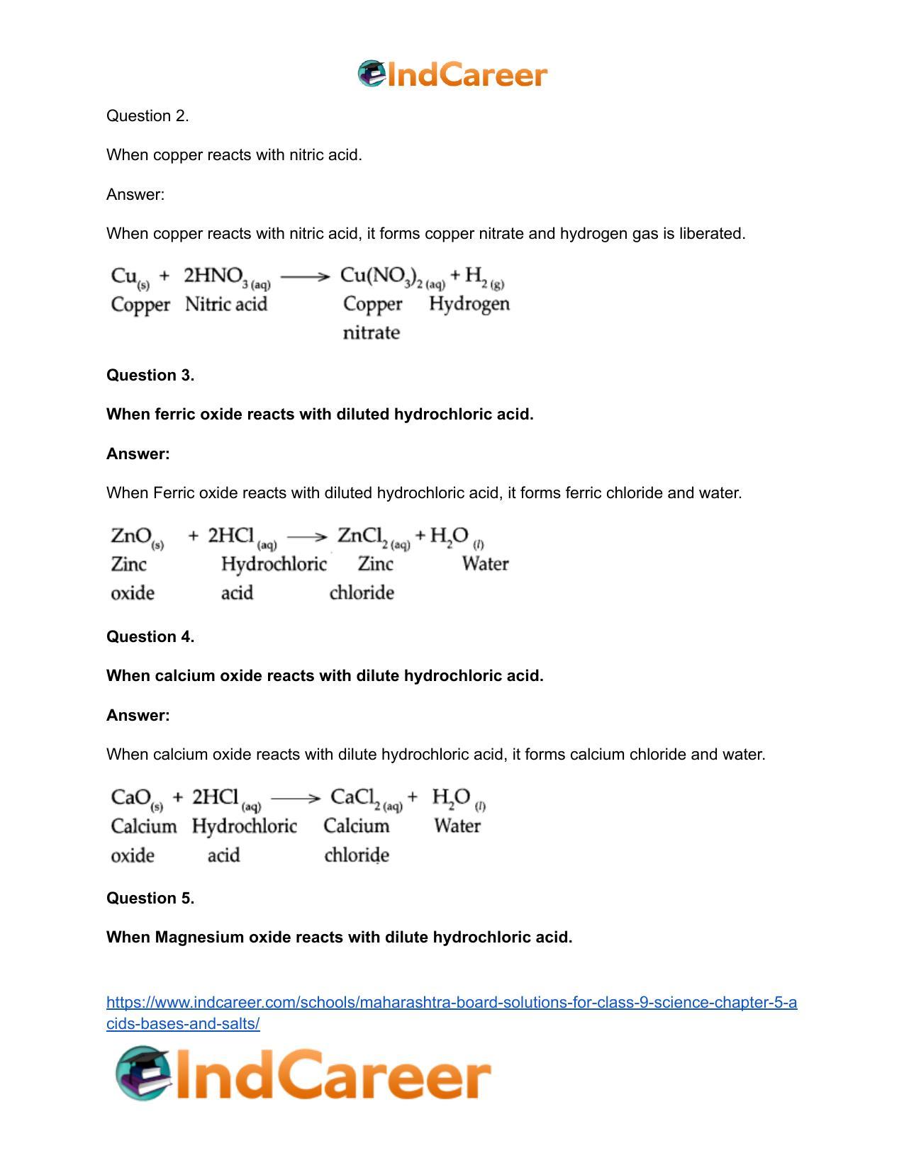 Maharashtra Board Solutions for Class 9- Science: Chapter 5- Acids, Bases and Salts - Page 50