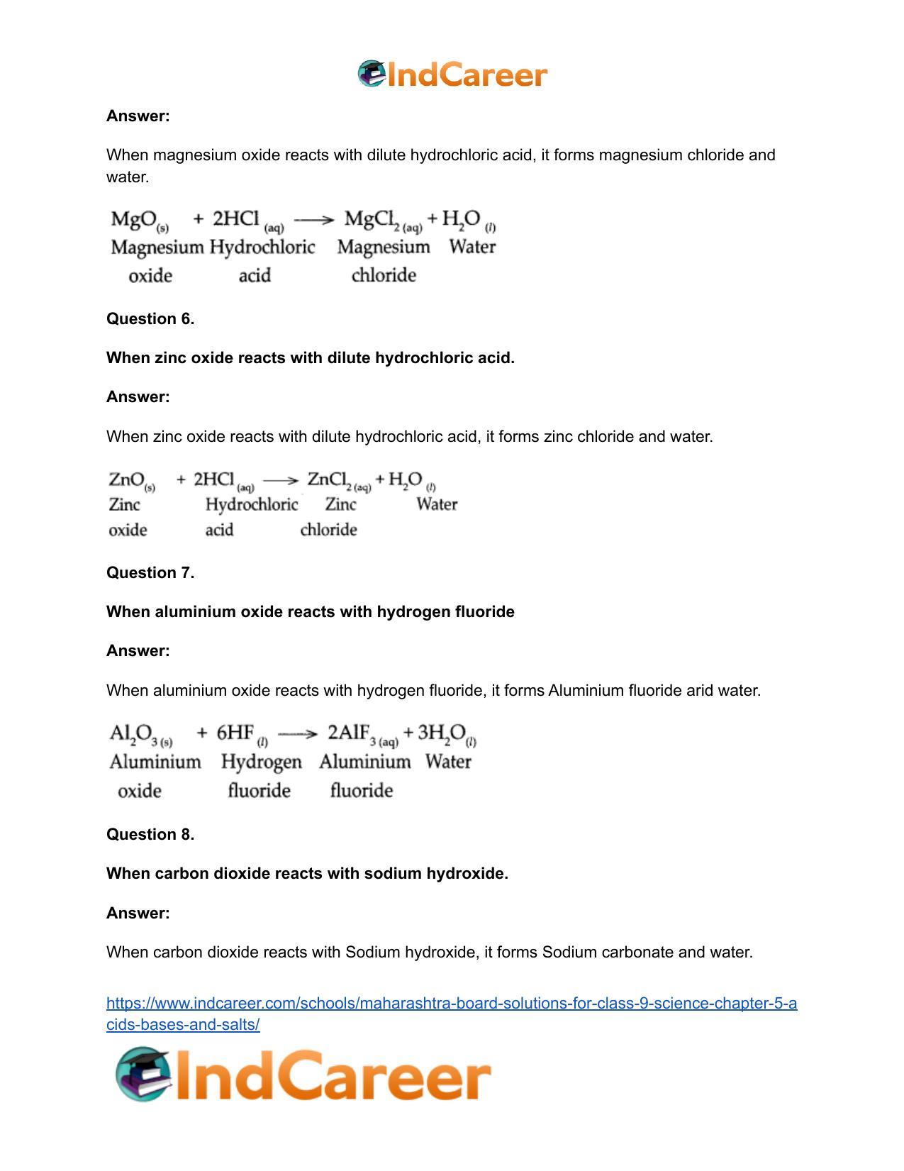 Maharashtra Board Solutions for Class 9- Science: Chapter 5- Acids, Bases and Salts - Page 51