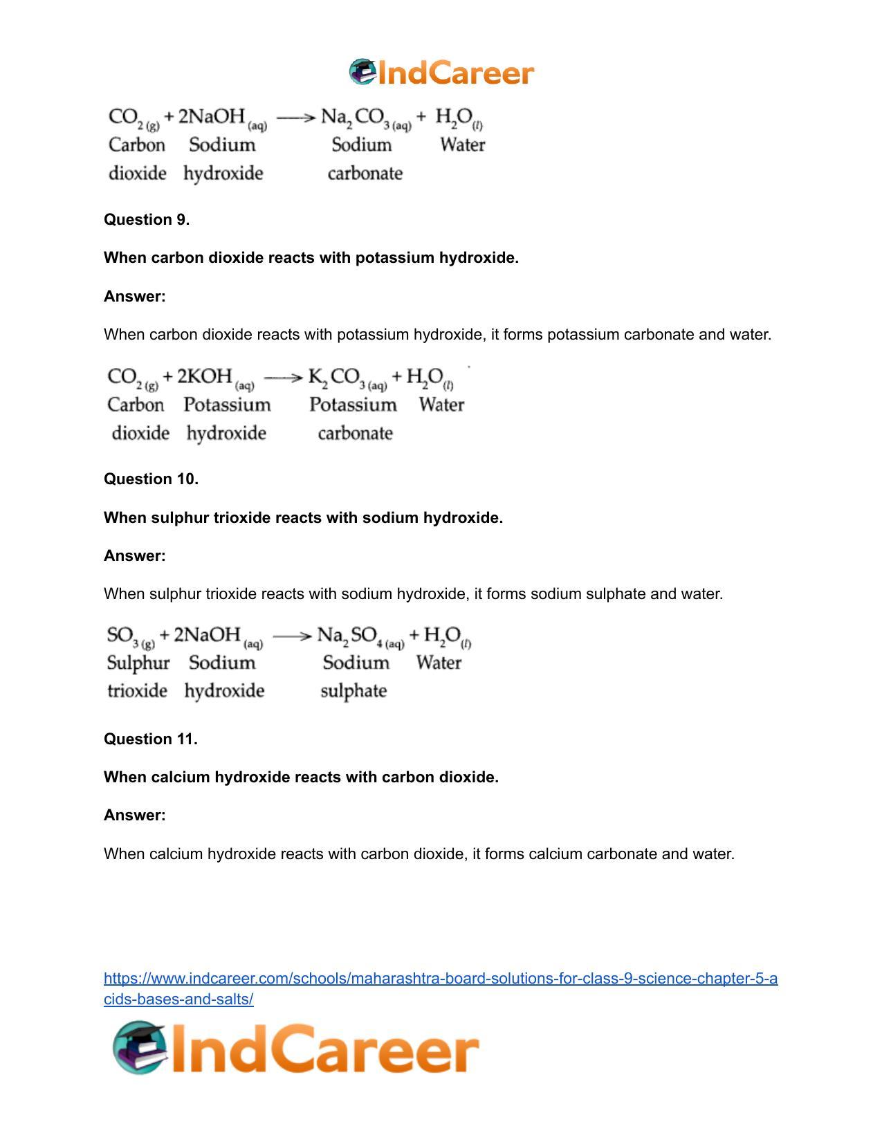 Maharashtra Board Solutions for Class 9- Science: Chapter 5- Acids, Bases and Salts - Page 52