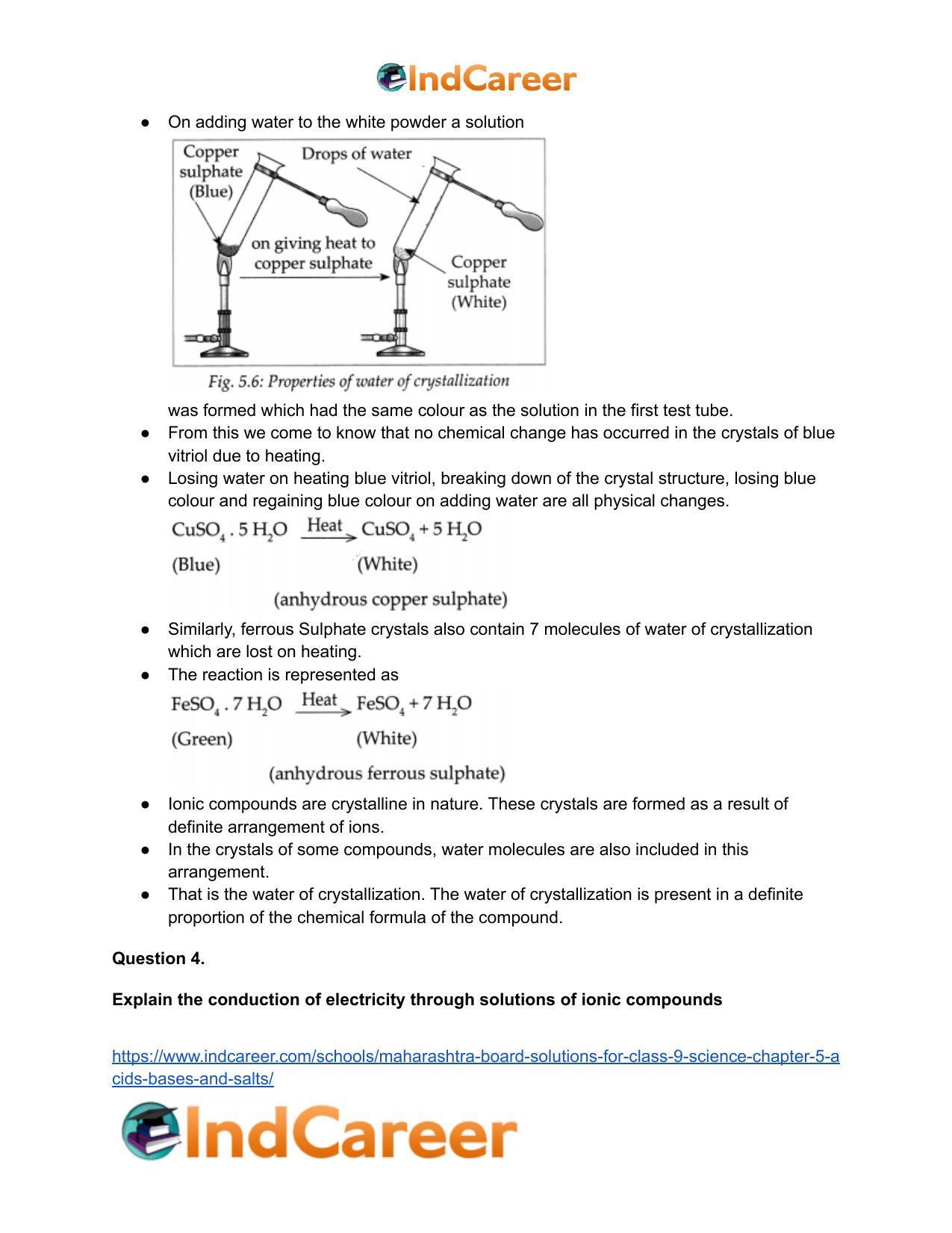 Maharashtra Board Solutions for Class 9- Science: Chapter 5- Acids, Bases and Salts - Page 67