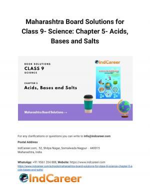 Maharashtra Board Solutions for Class 9- Science: Chapter 5- Acids, Bases and Salts