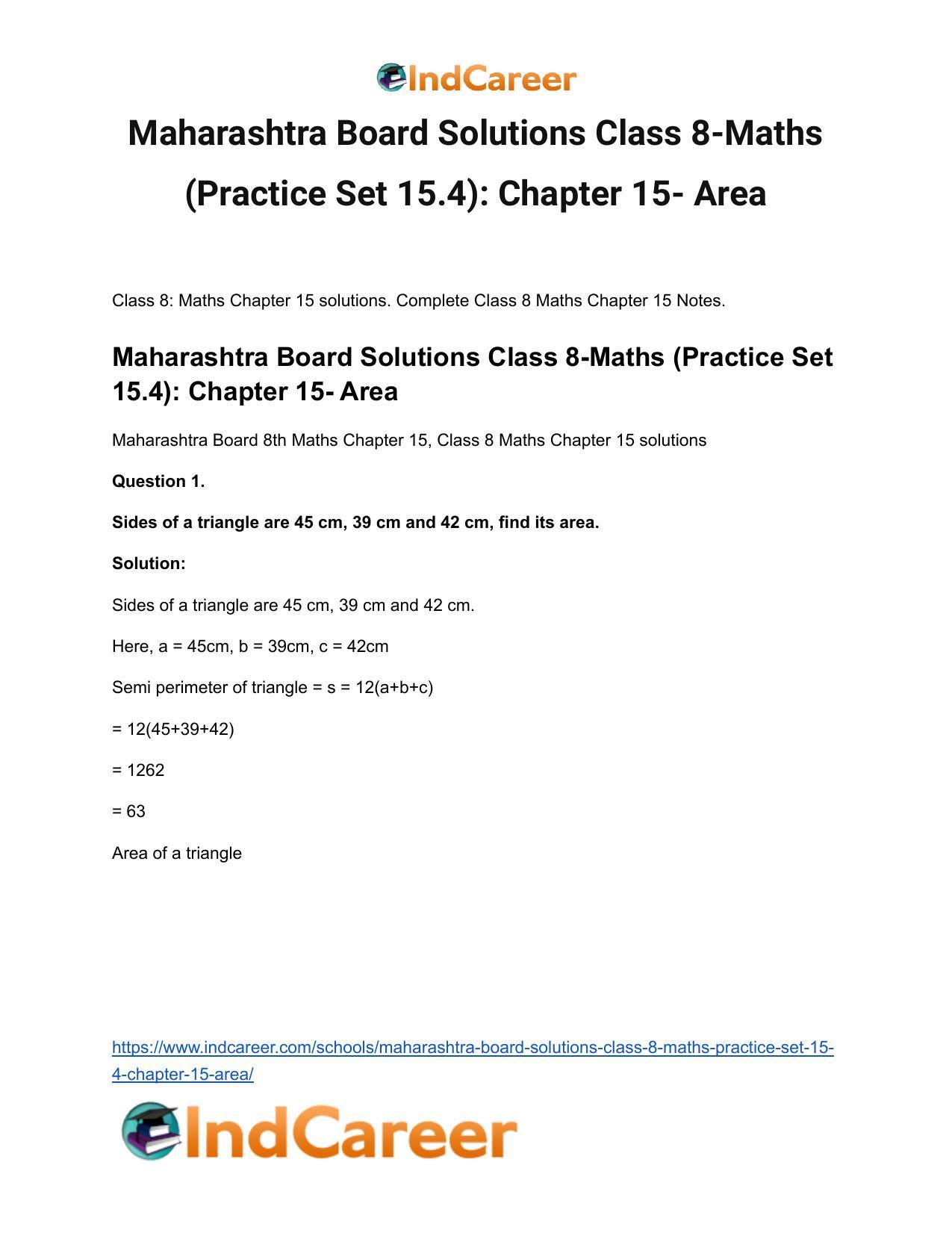 Maharashtra Board Solutions Class 8-Maths (Practice Set 15.4): Chapter 15- Area - Page 2