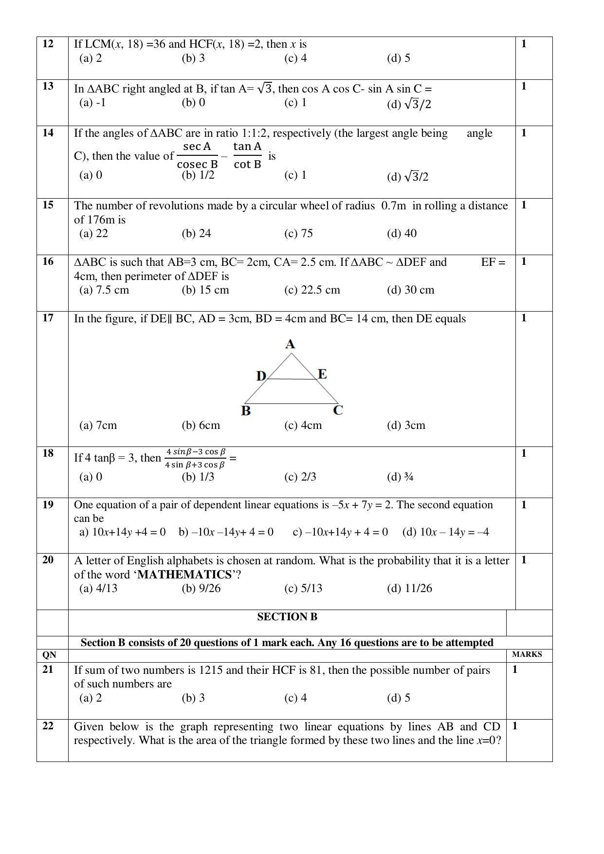 CBSE Class 10 Mathematics (Standard) Sample Paper 2021-22 - Page 2