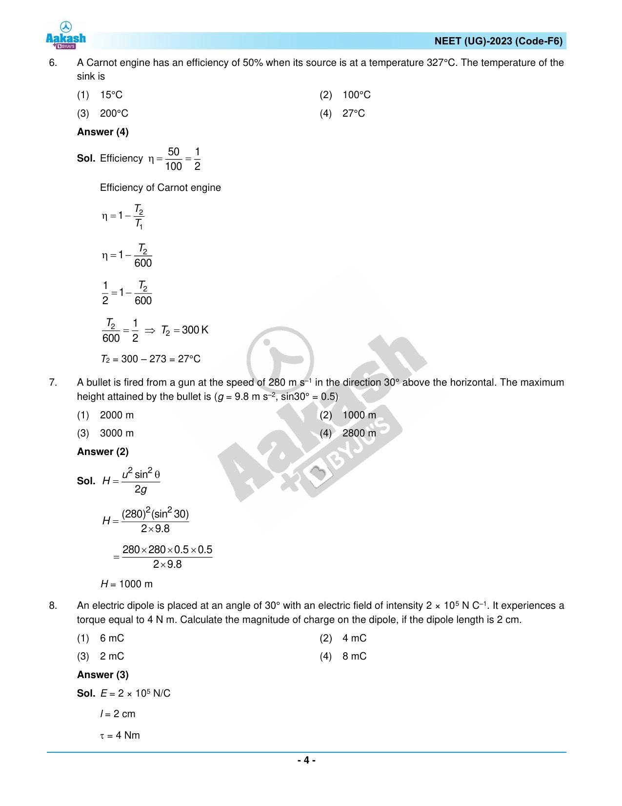 NEET 2023 Question Paper F6 (Aakash Institute) - Page 4