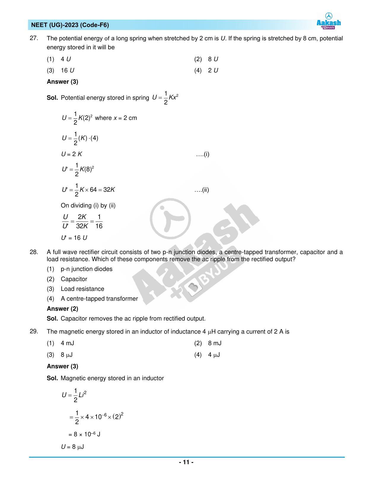 NEET 2023 Question Paper F6 (Aakash Institute) - Page 11