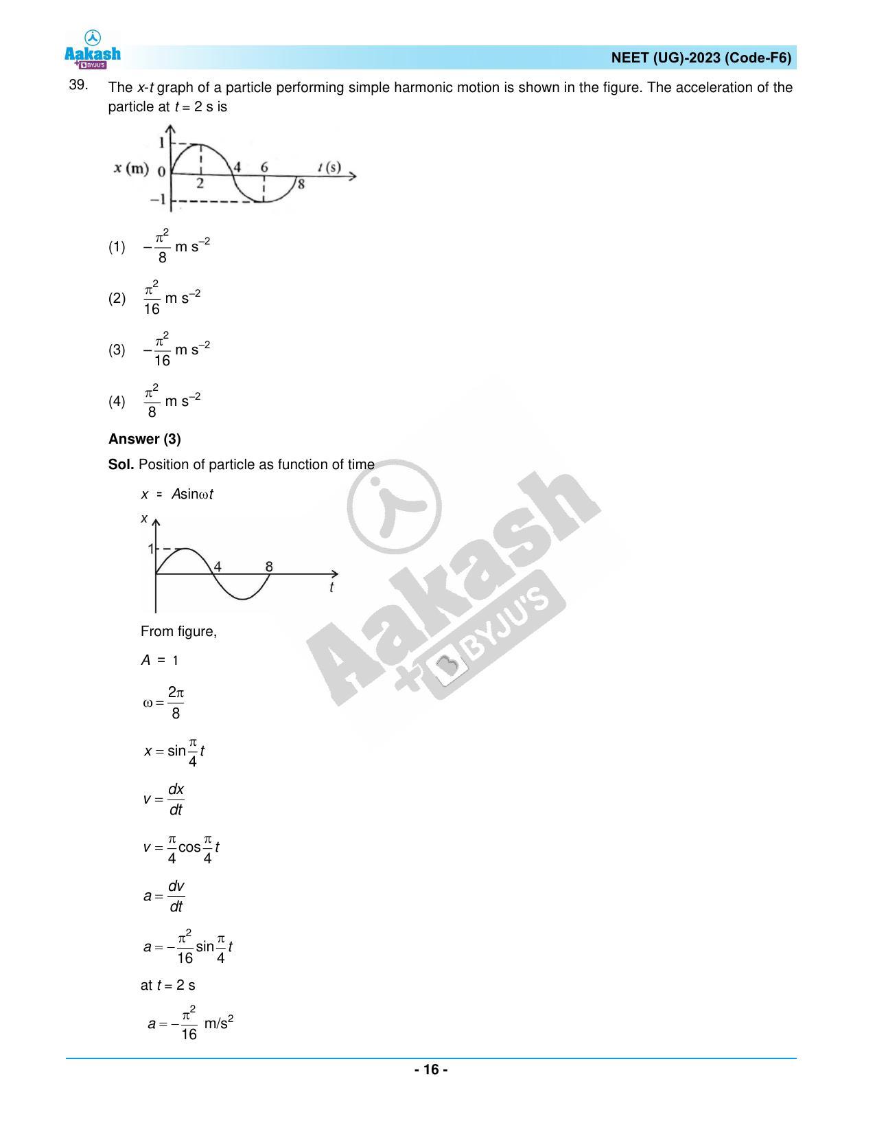 NEET 2023 Question Paper F6 (Aakash Institute) - Page 16