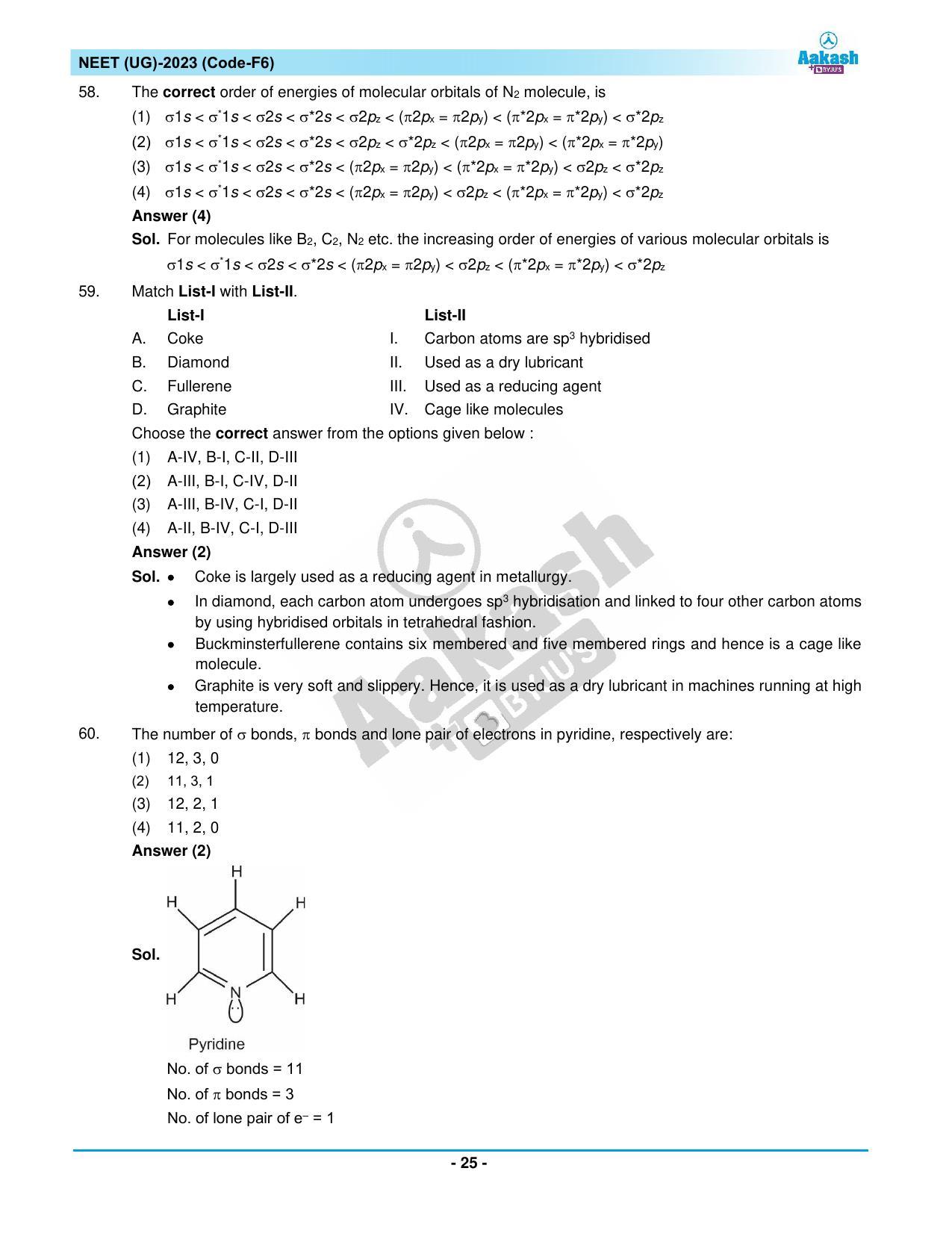 NEET 2023 Question Paper F6 (Aakash Institute) - Page 25