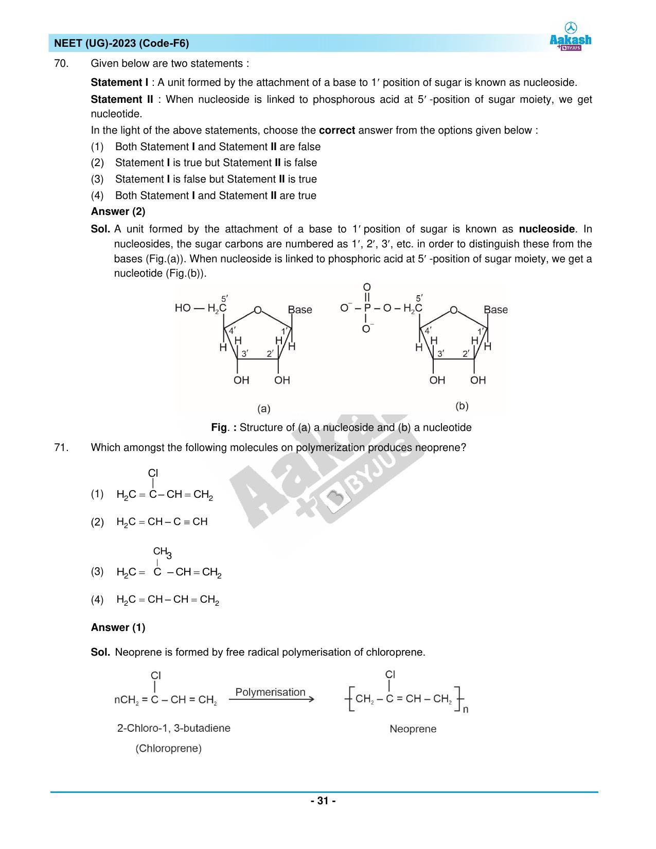 NEET 2023 Question Paper F6 (Aakash Institute) - Page 31