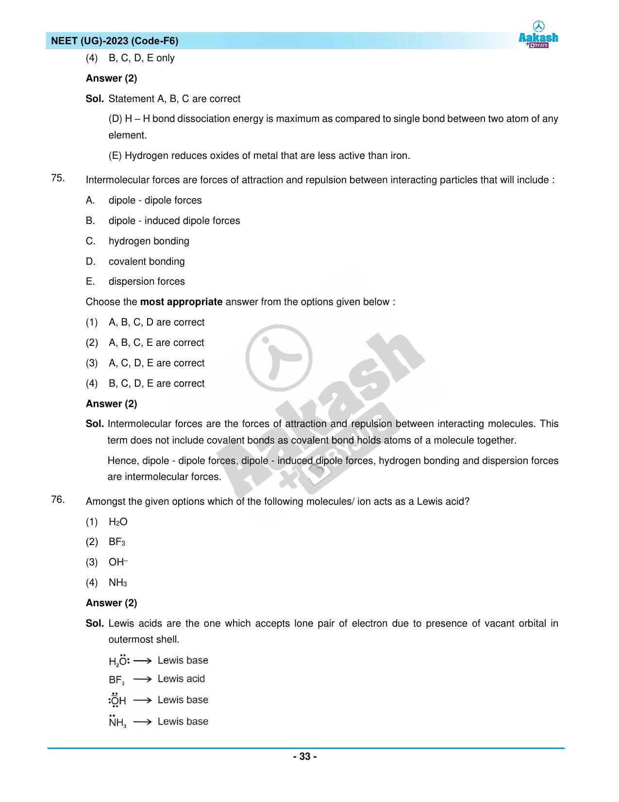 NEET 2023 Question Paper F6 (Aakash Institute) - Page 33
