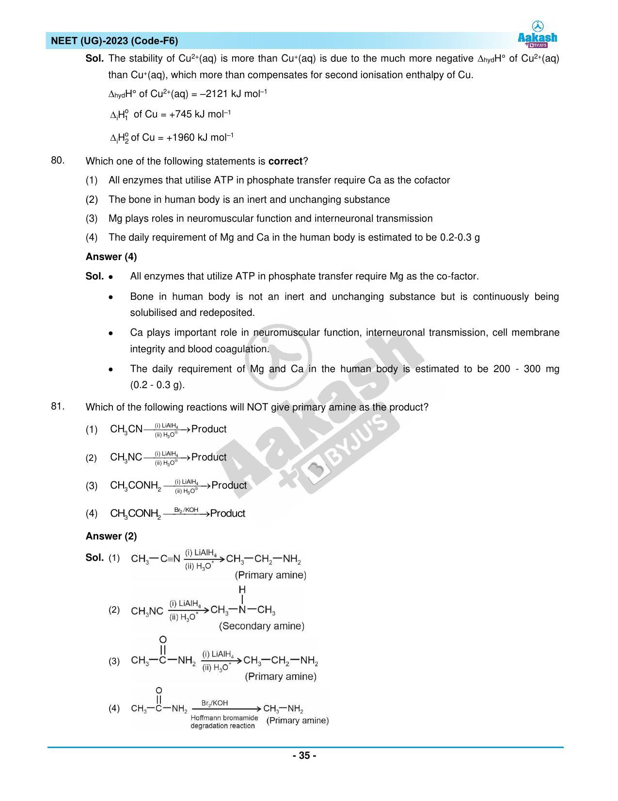 NEET 2023 Question Paper F6 (Aakash Institute) - Page 35
