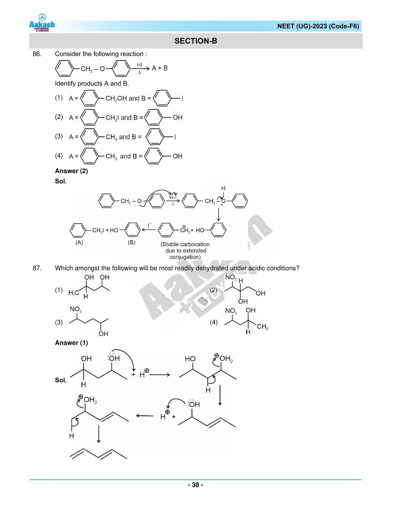 NEET 2023 Question Paper F6 (Aakash Institute) - Page 38