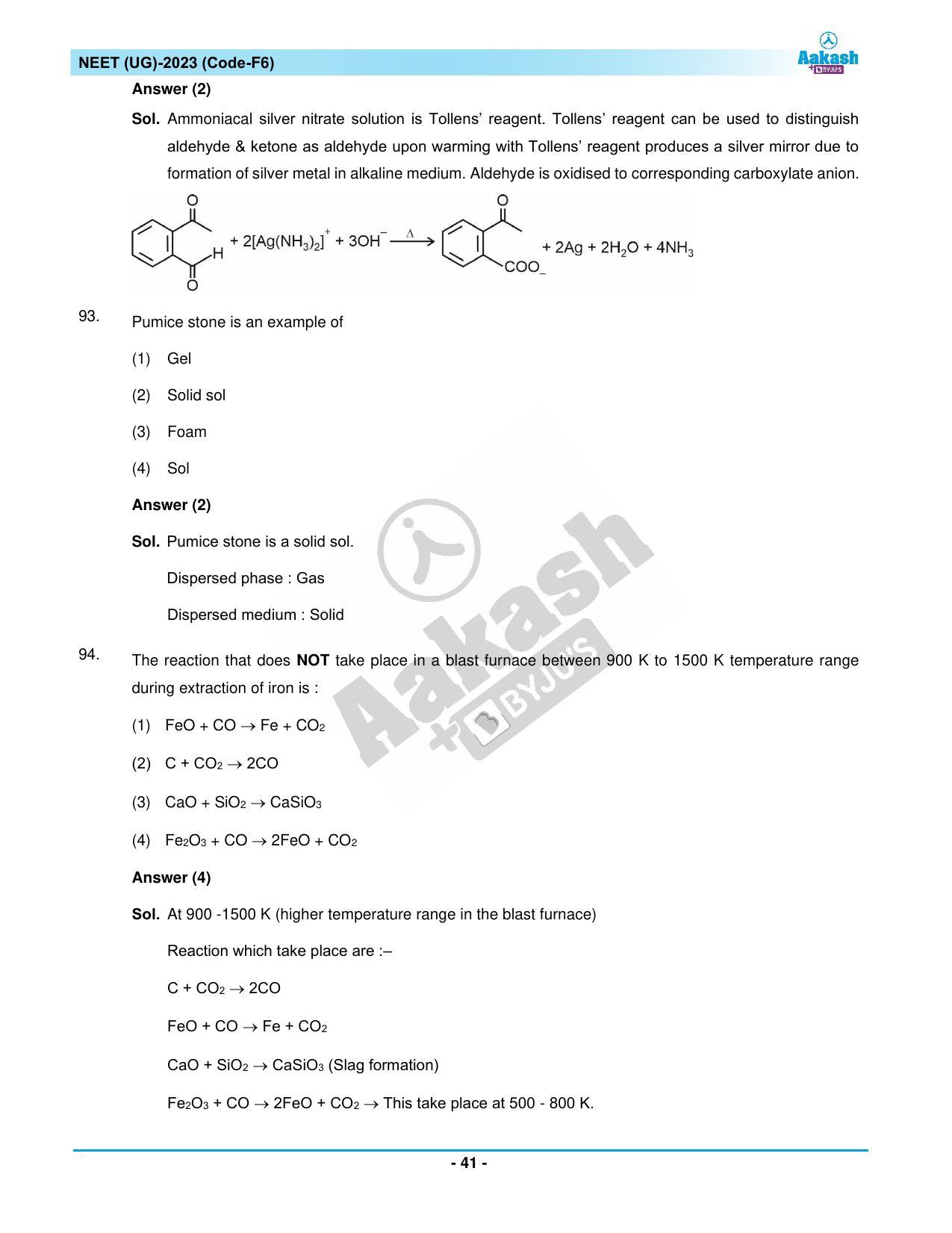 NEET 2023 Question Paper F6 (Aakash Institute) - Page 41
