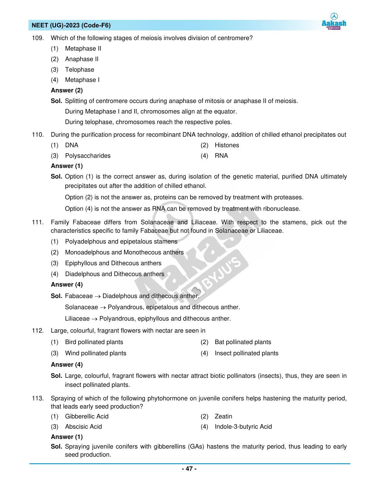 NEET 2023 Question Paper F6 (Aakash Institute) - Page 47