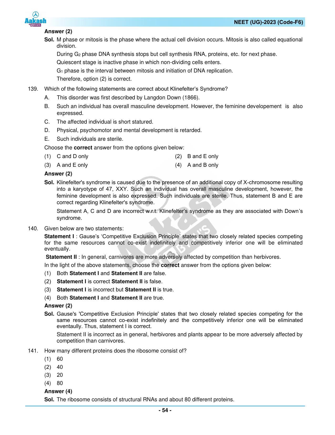NEET 2023 Question Paper F6 (Aakash Institute) - Page 54