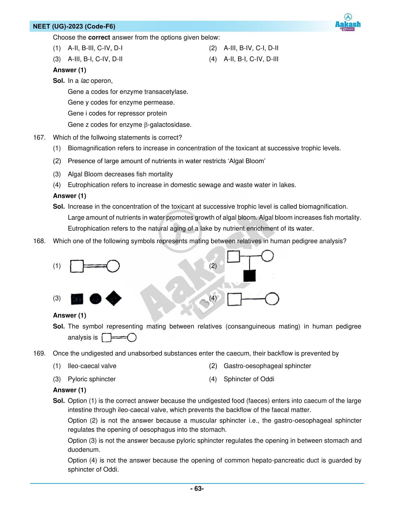 NEET 2023 Question Paper F6 (Aakash Institute) - Page 63
