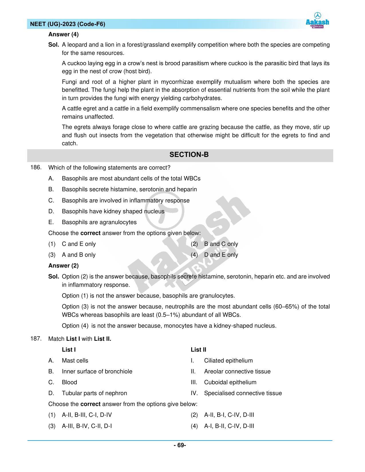 NEET 2023 Question Paper F6 (Aakash Institute) - Page 69