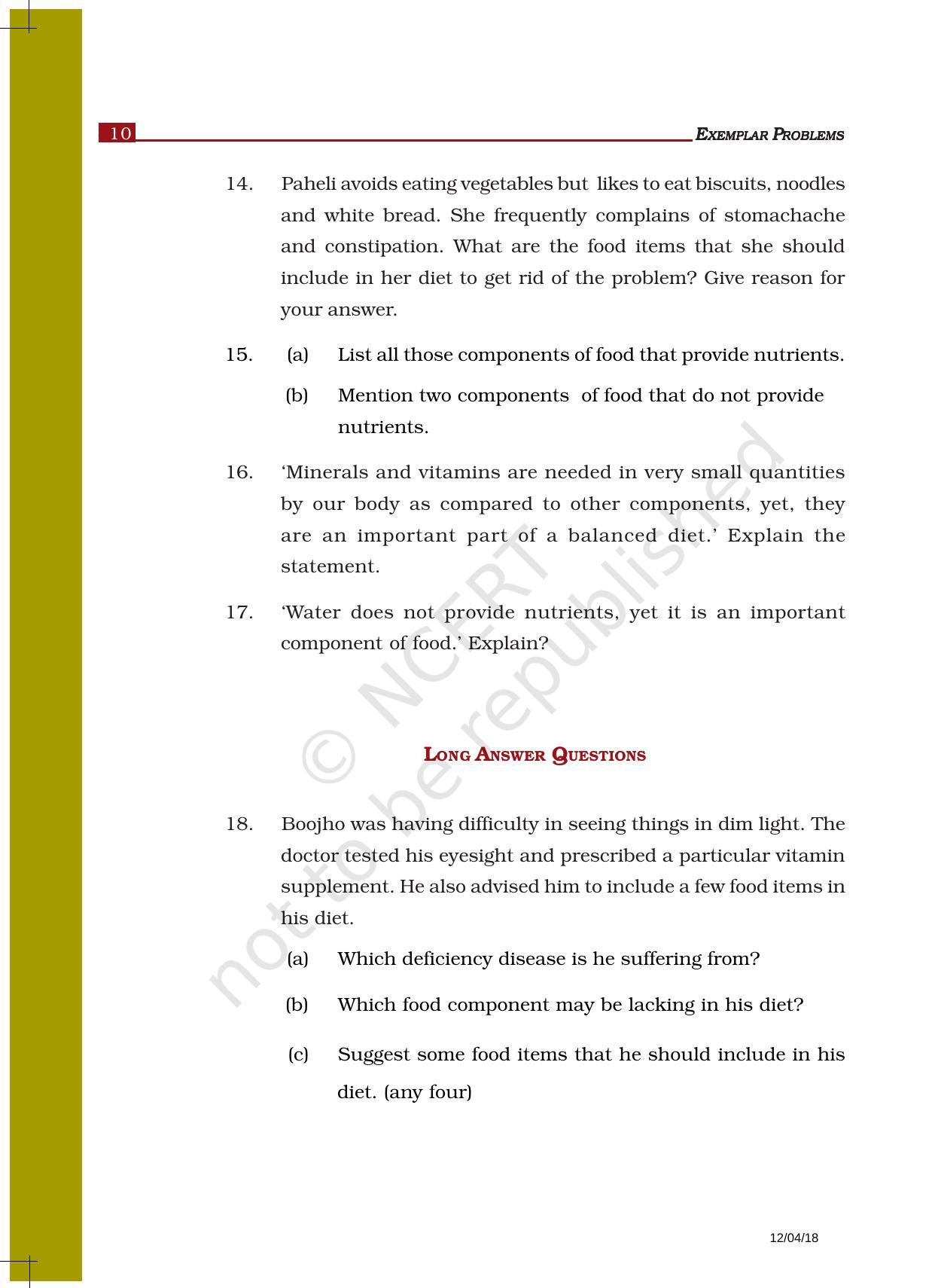 NCERT Exemplar Book for Class 6 Science: Chapter 2-Components of Food - Page 5