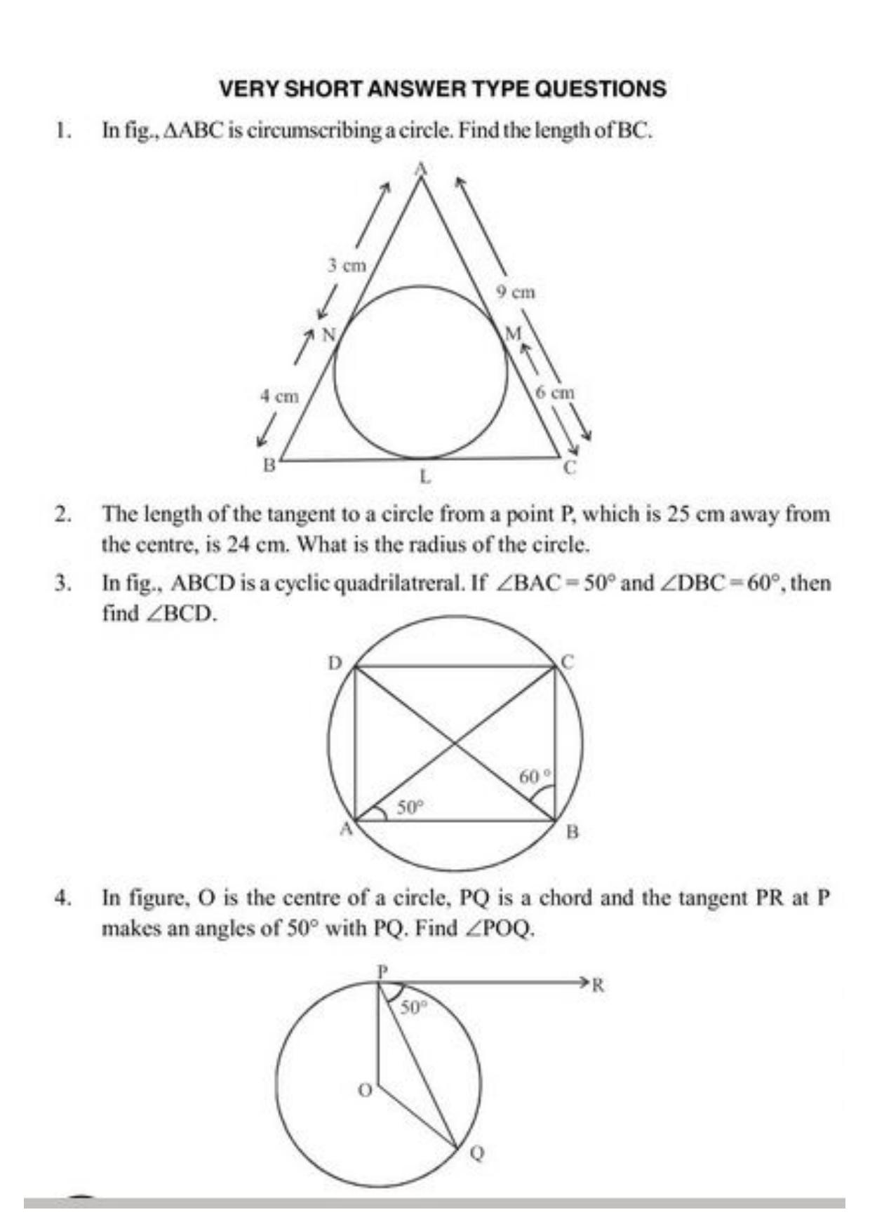 Class 10 Notes, Question & Practice Paper - Mathematics (Topic 10 : Circles) - Page 4