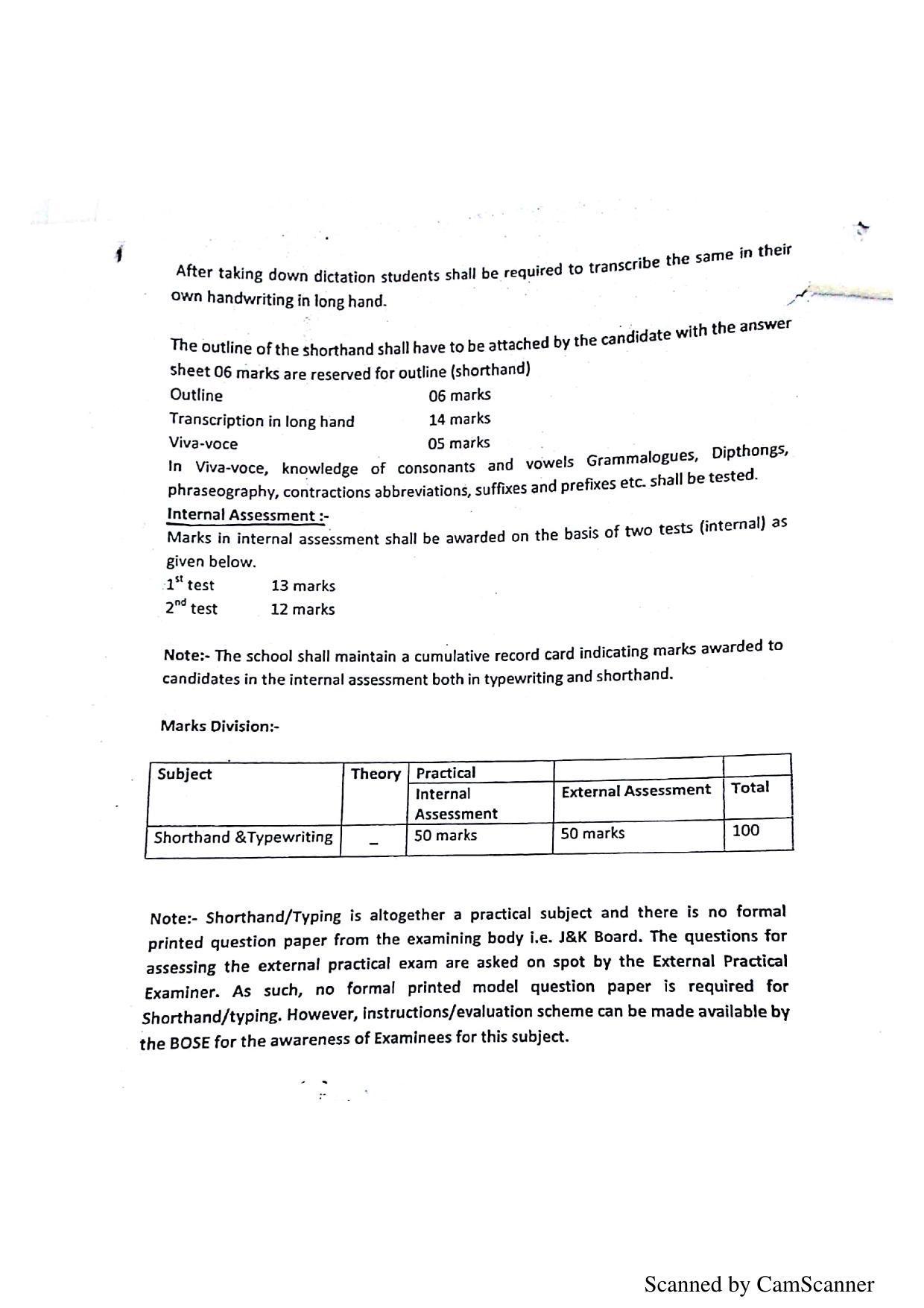 JKBOSE Class 11 Typewriting and Shorthand Model Question Paper 2023 - Page 2