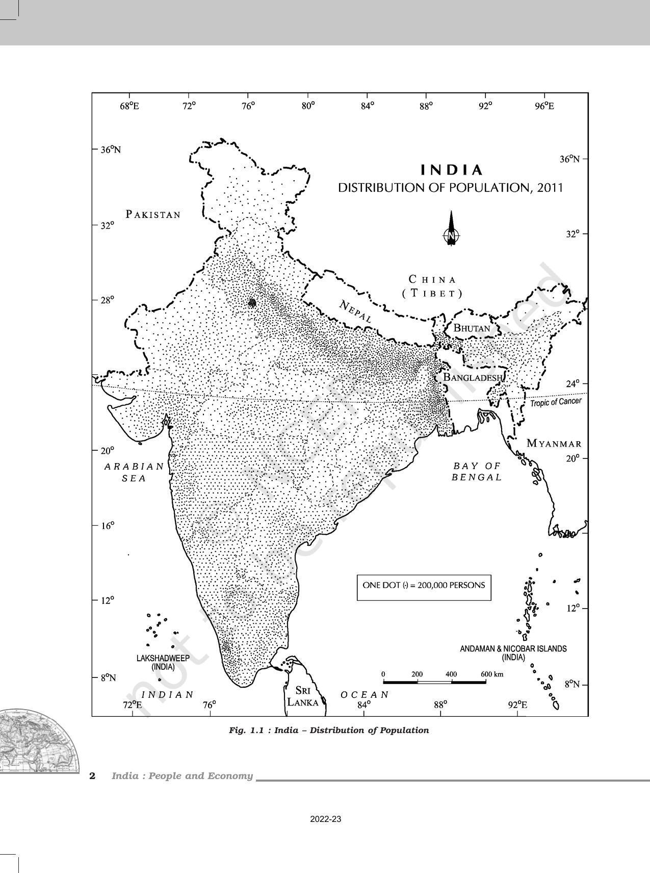 NCERT Book for Class 12 Geography (Part-II) Chapter 1 Population: Distribution, Density, Growth, and Composition - Page 2
