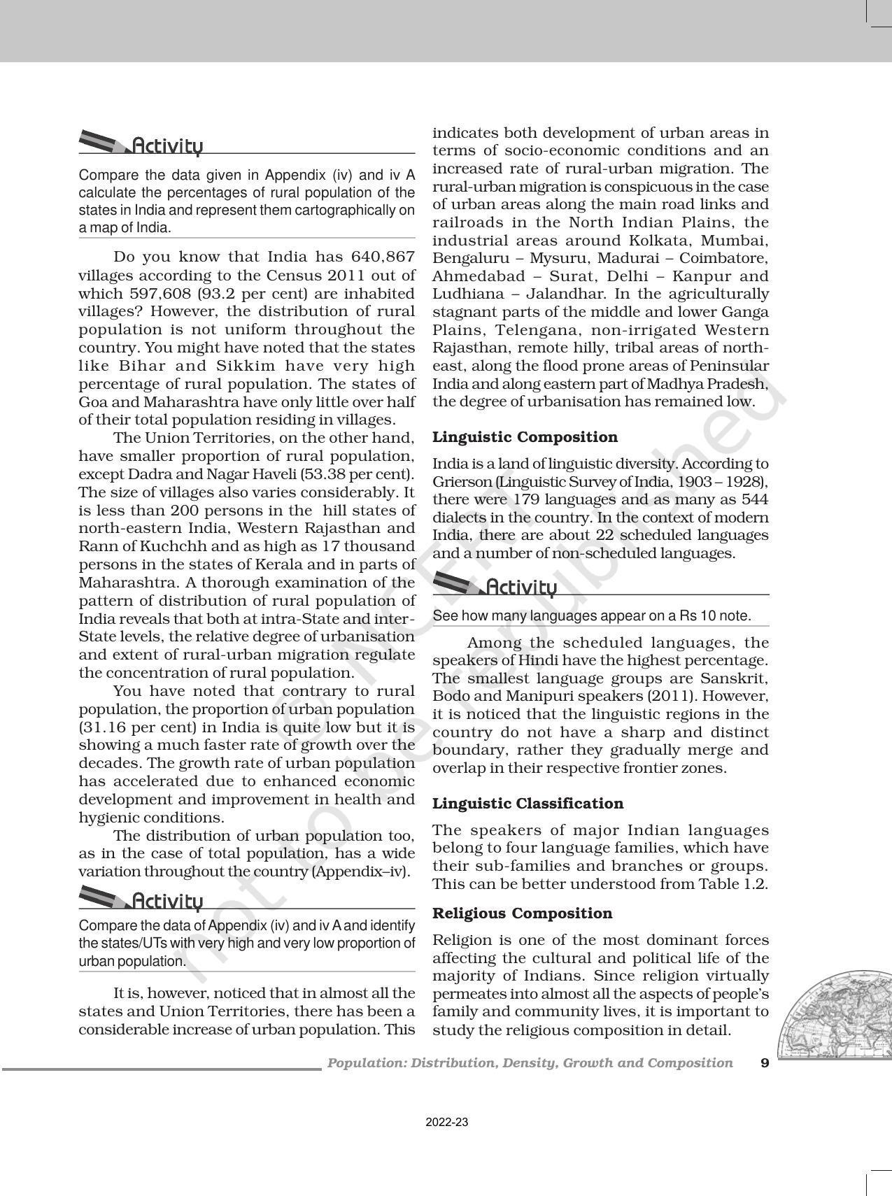 NCERT Book for Class 12 Geography (Part-II) Chapter 1 Population: Distribution, Density, Growth, and Composition - Page 9