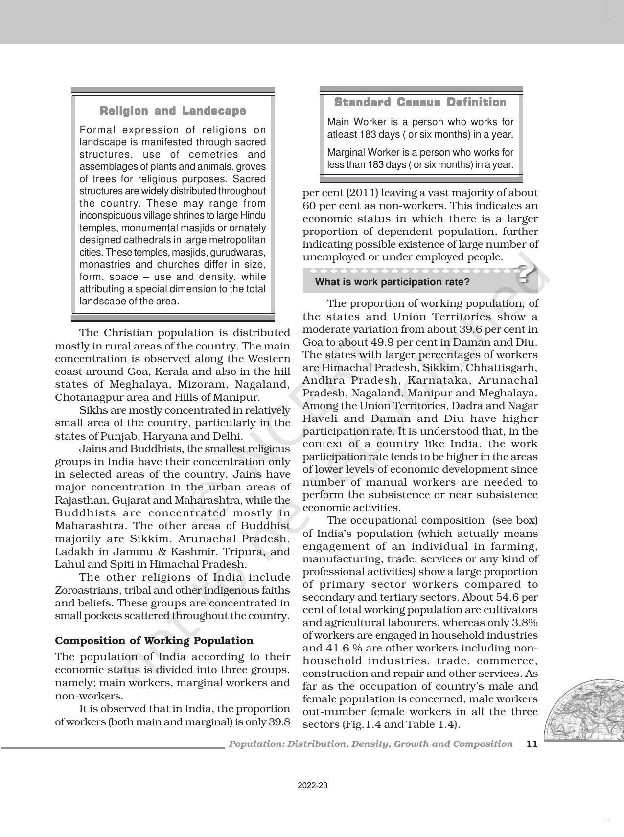 NCERT Book for Class 12 Geography (Part-II) Chapter 1 Population: Distribution, Density, Growth, and Composition - Page 11