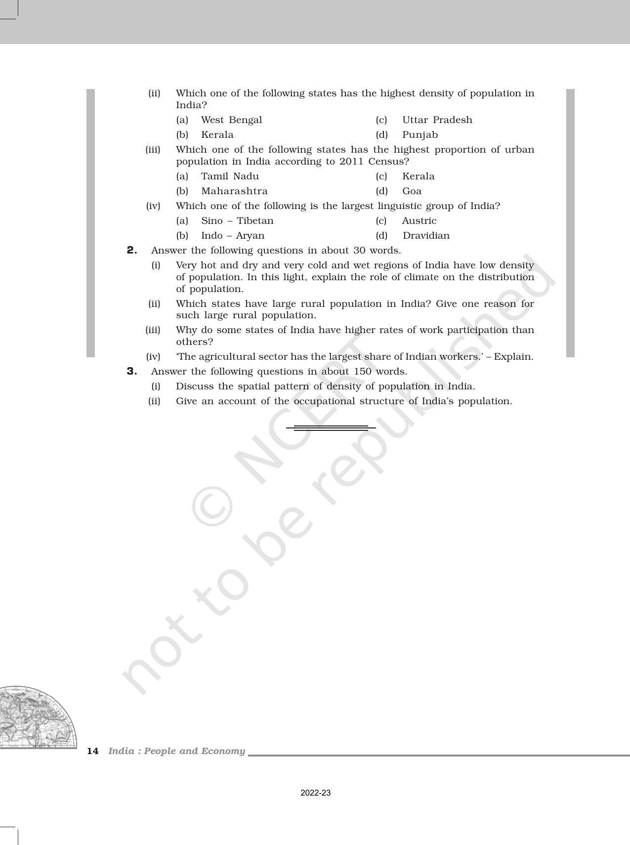 NCERT Book for Class 12 Geography (Part-II) Chapter 1 Population: Distribution, Density, Growth, and Composition - Page 14