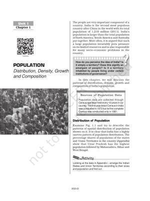 NCERT Book for Class 12 Geography (Part-II) Chapter 1 Population: Distribution, Density, Growth, and Composition