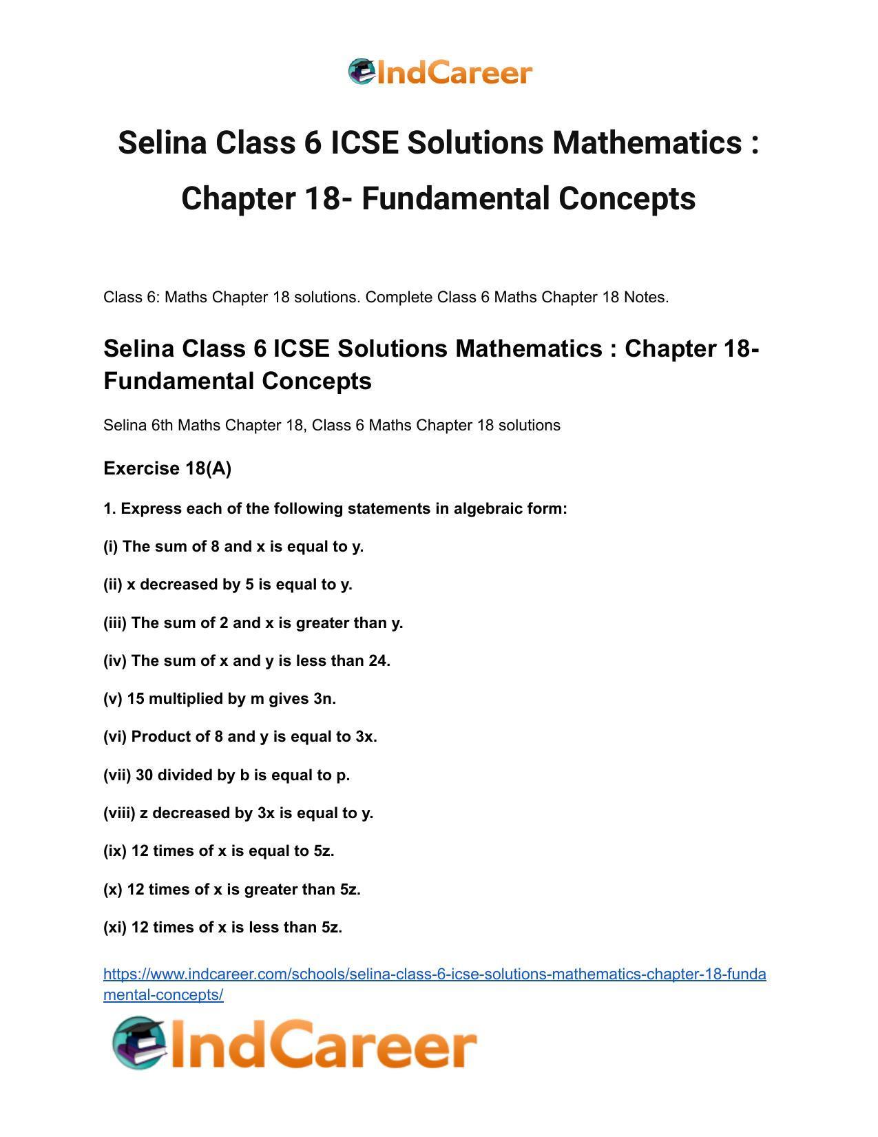 Selina Class 6 ICSE Solutions Mathematics : Chapter 18- Fundamental Concepts - Page 2