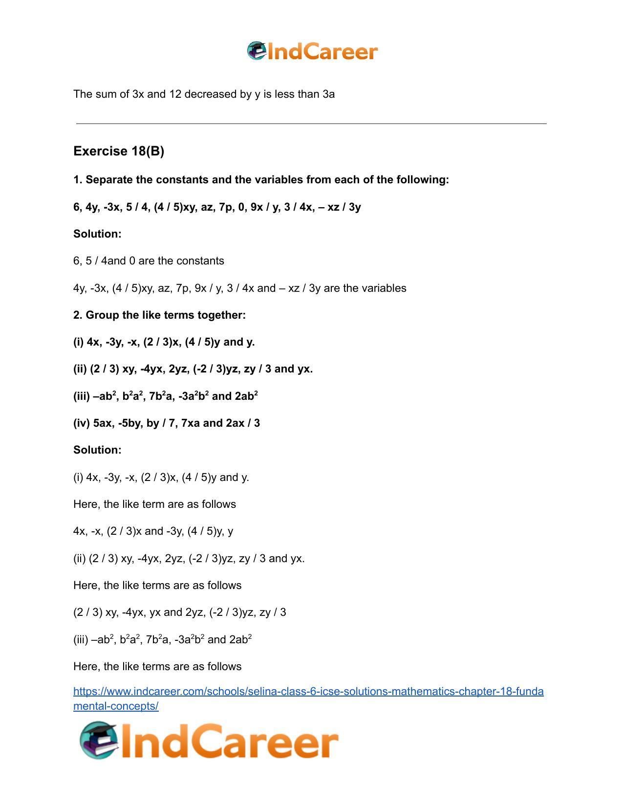 Selina Class 6 ICSE Solutions Mathematics : Chapter 18- Fundamental Concepts - Page 6