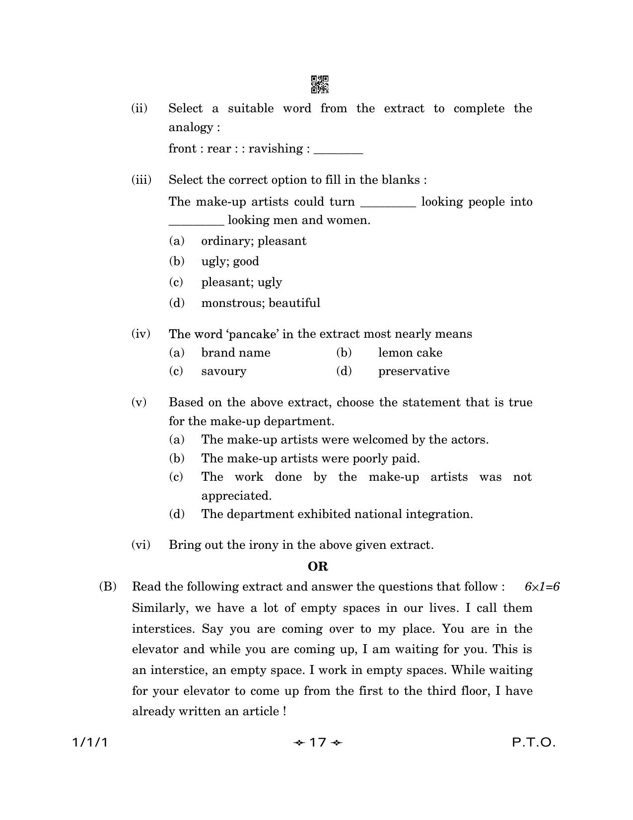 CBSE Class 12 1-1-1 English Core 2023 Question Paper - Page 17