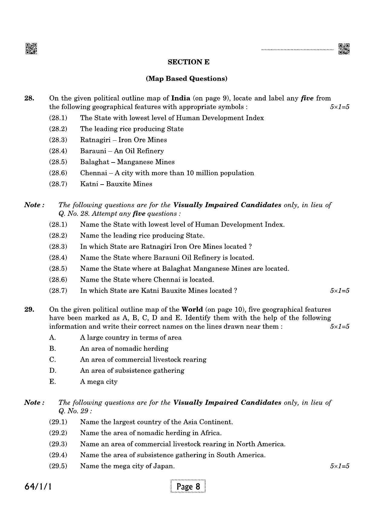 CBSE Class 12 QP_029_Geography 2021 Compartment Question Paper - Page 8