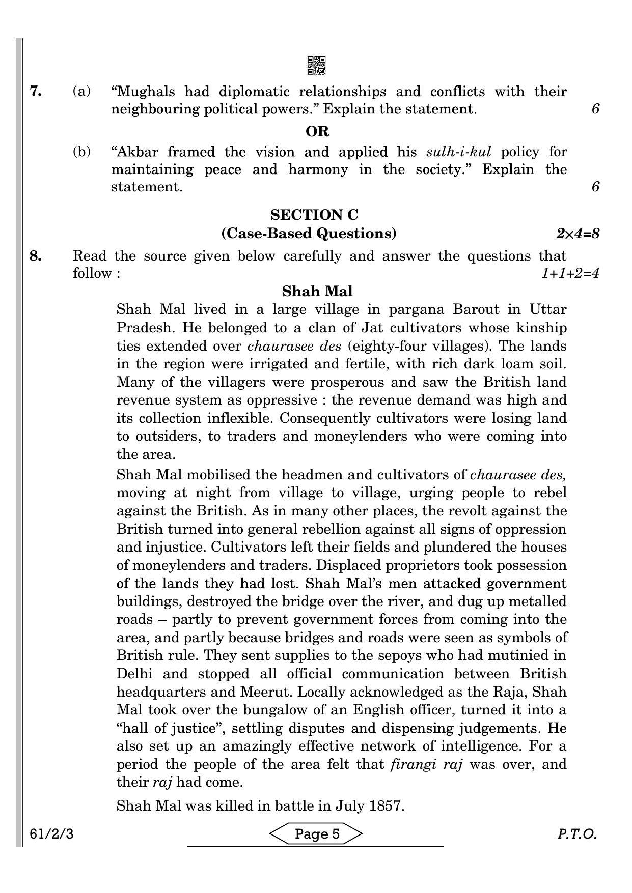 CBSE Class 12 61-2-3 History 2022 Question Paper - Page 5