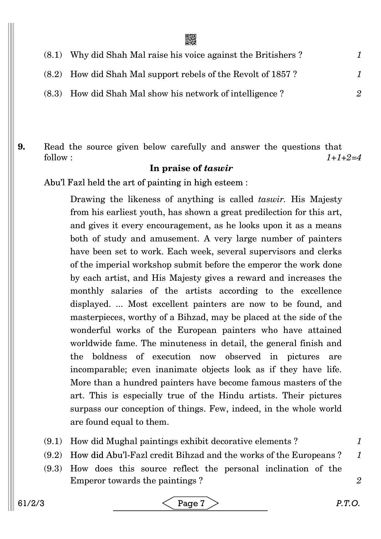 CBSE Class 12 61-2-3 History 2022 Question Paper - Page 7