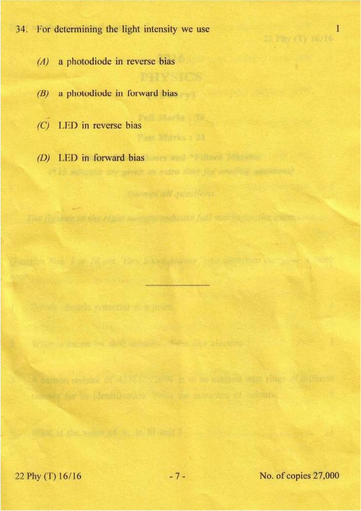 COHSEM Class 12 Physics 2016 Question Papers - Page 7