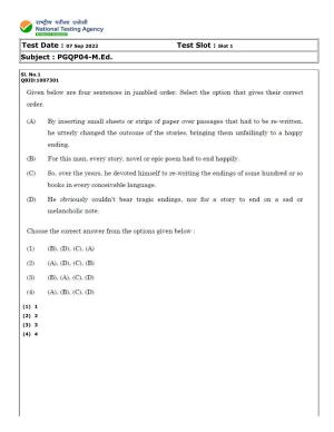CUET (PG) 2022: PGQP-04 M.Ed (07-09-2022) Question Paper