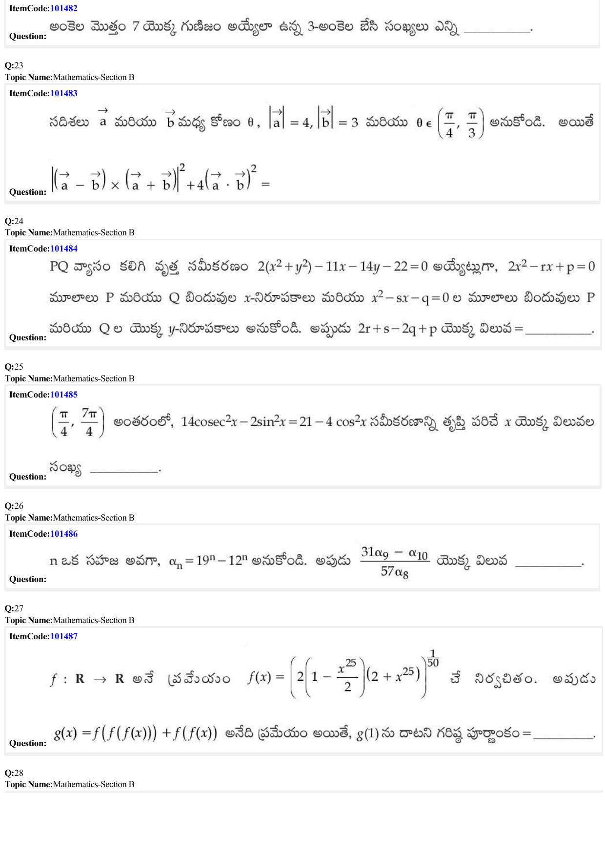 JEE Mains 2022: BTech Telugu (Shift 1) 25-06-2022 Question Paper - Page 8