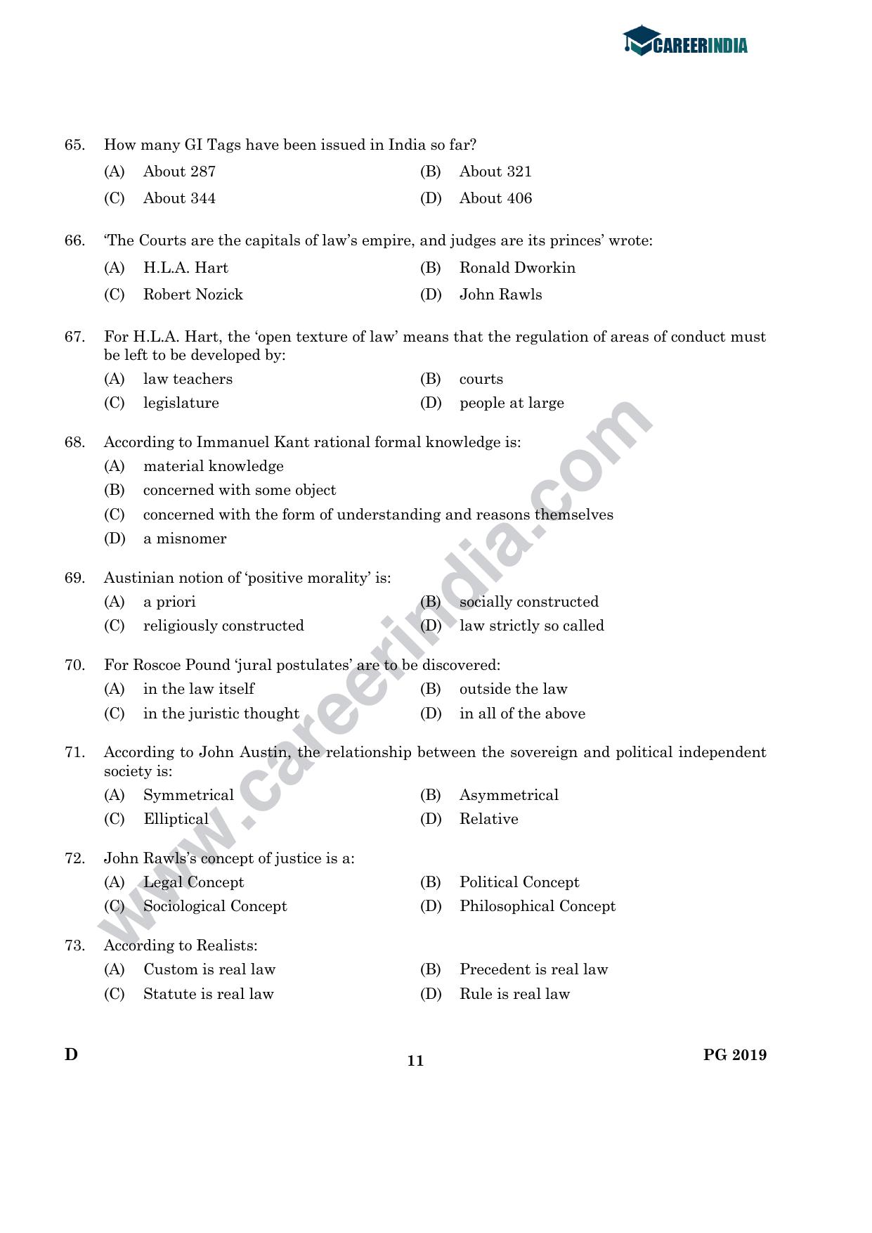 CLAT 2019 PG D-Series Question Papers (C.L.A.) - Page 10