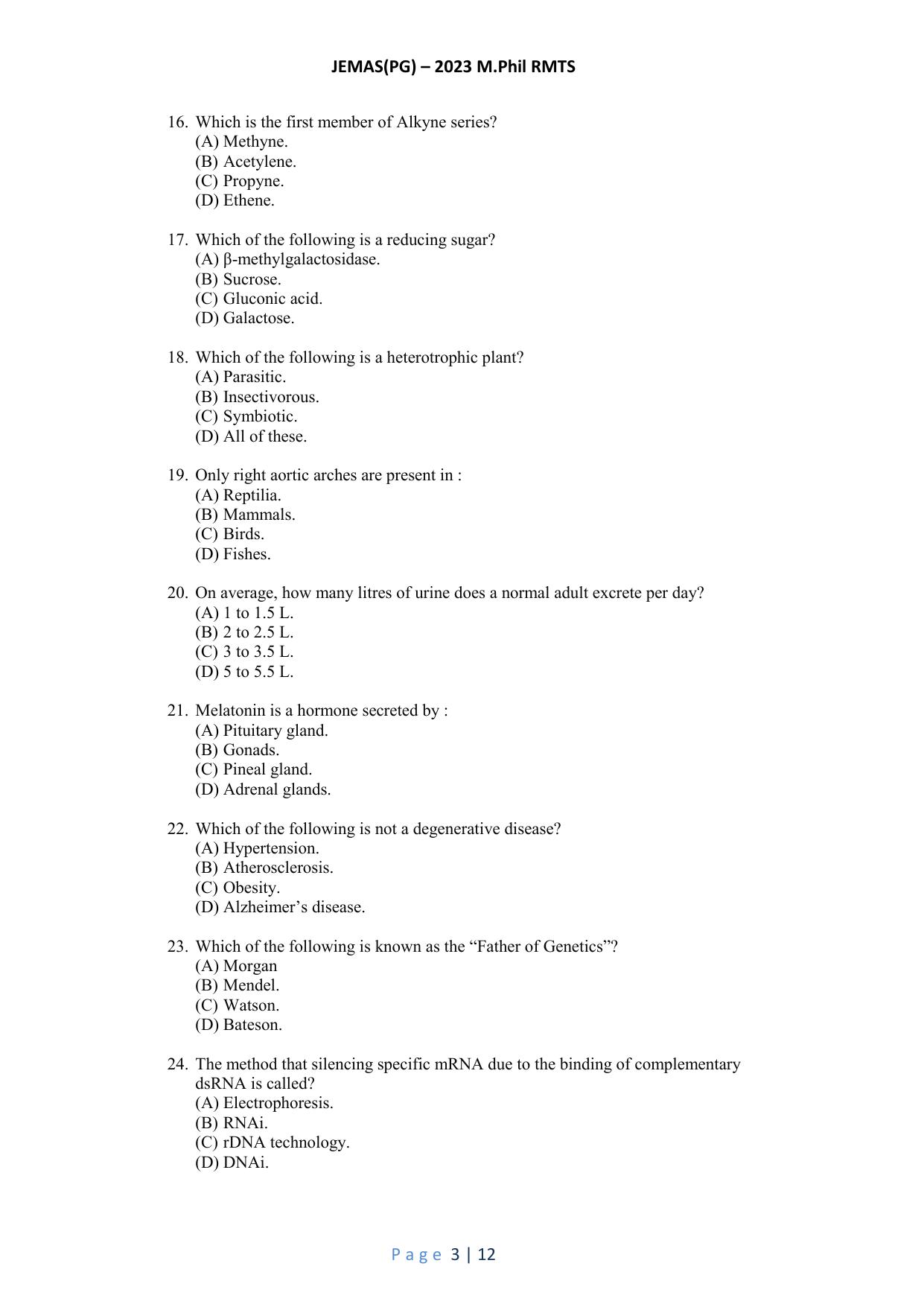 WB JEMAS (PG) MPhil RMTS 2023 Question Paper - Page 4