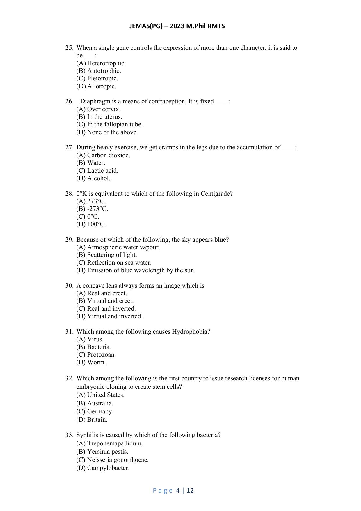 WB JEMAS (PG) MPhil RMTS 2023 Question Paper - Page 5