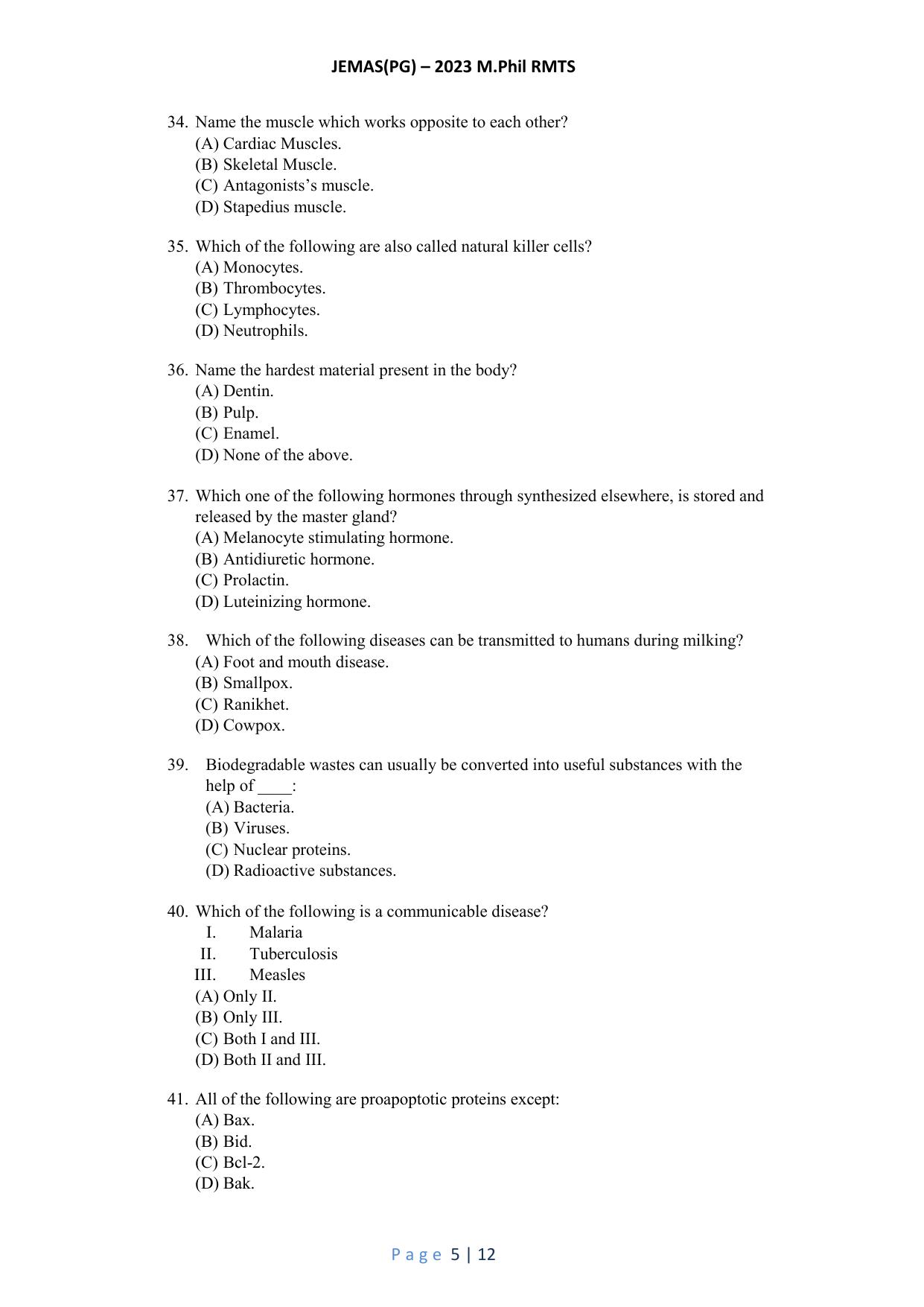 WB JEMAS (PG) MPhil RMTS 2023 Question Paper - Page 6