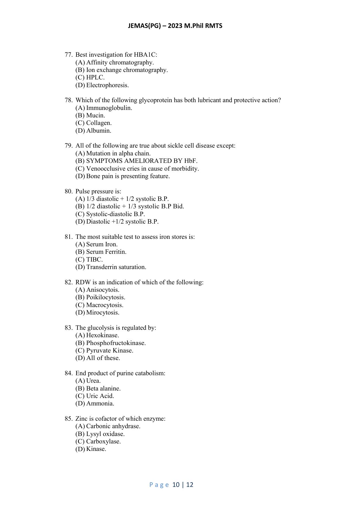 WB JEMAS (PG) MPhil RMTS 2023 Question Paper - Page 11