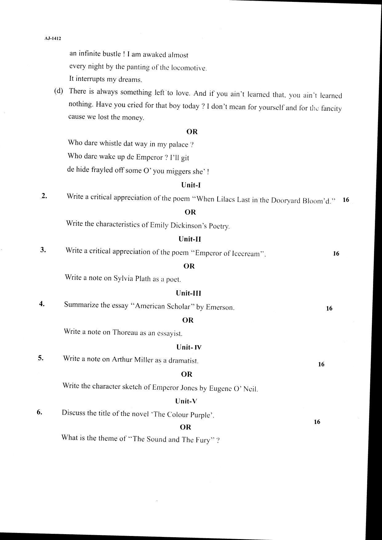 Bilaspur University Question Paper 2021-2022:M.A (Final) English American Literature paper 1 - Page 2