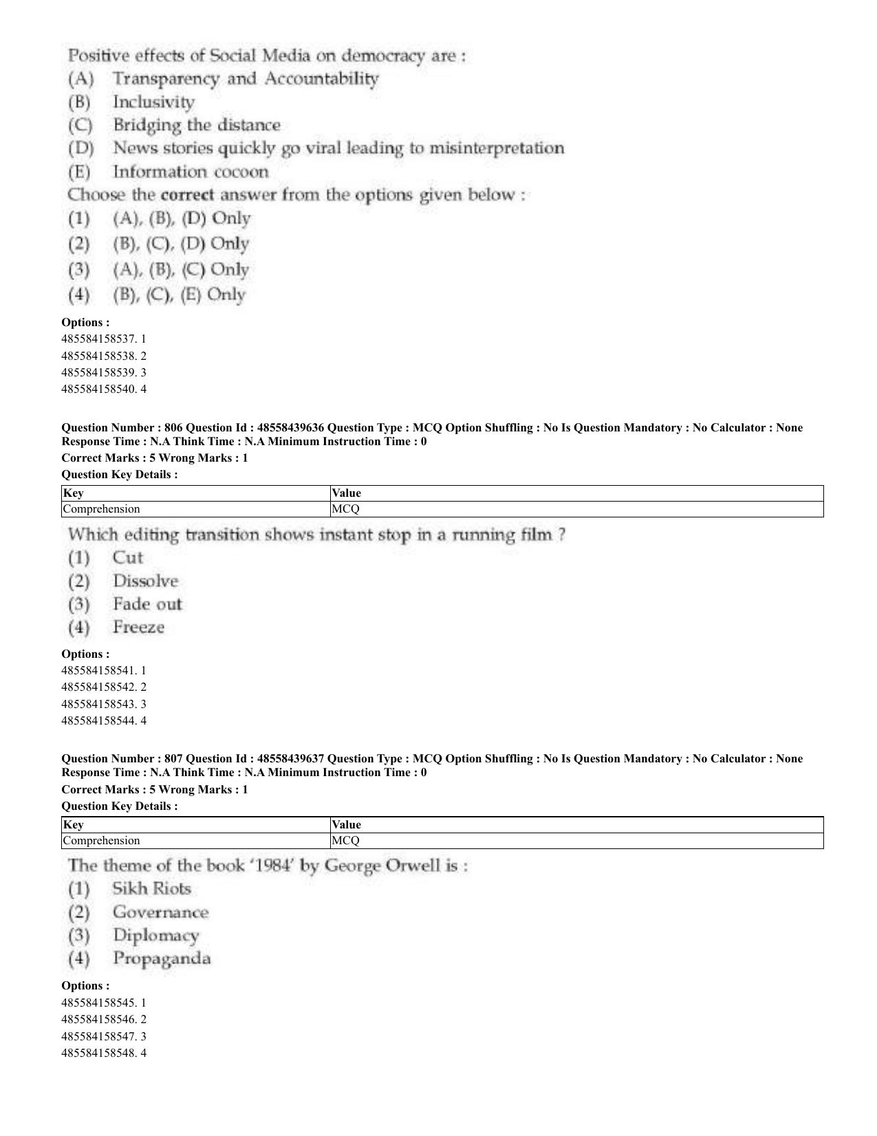 CUET 2023 English Odia Shift 3 Question Papers - 02 Jul 2023 - Page 423